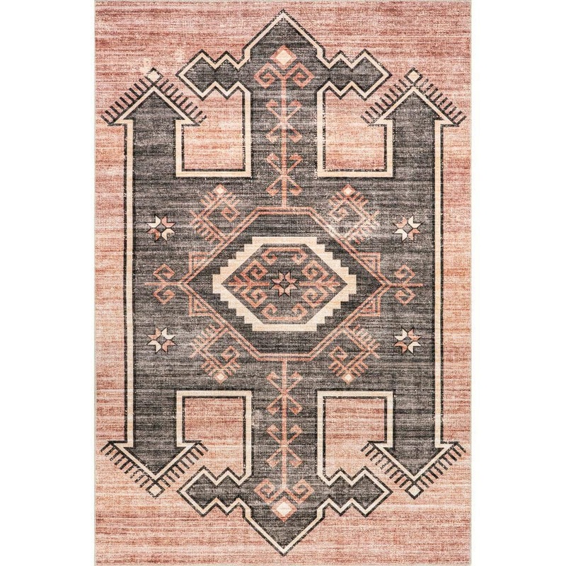 RUGS USA Sagebrush Geometric Machine Washable Blush 4 ft. x 6 ft. Indoor/Outdoor Patio Rug HJVL63B-406