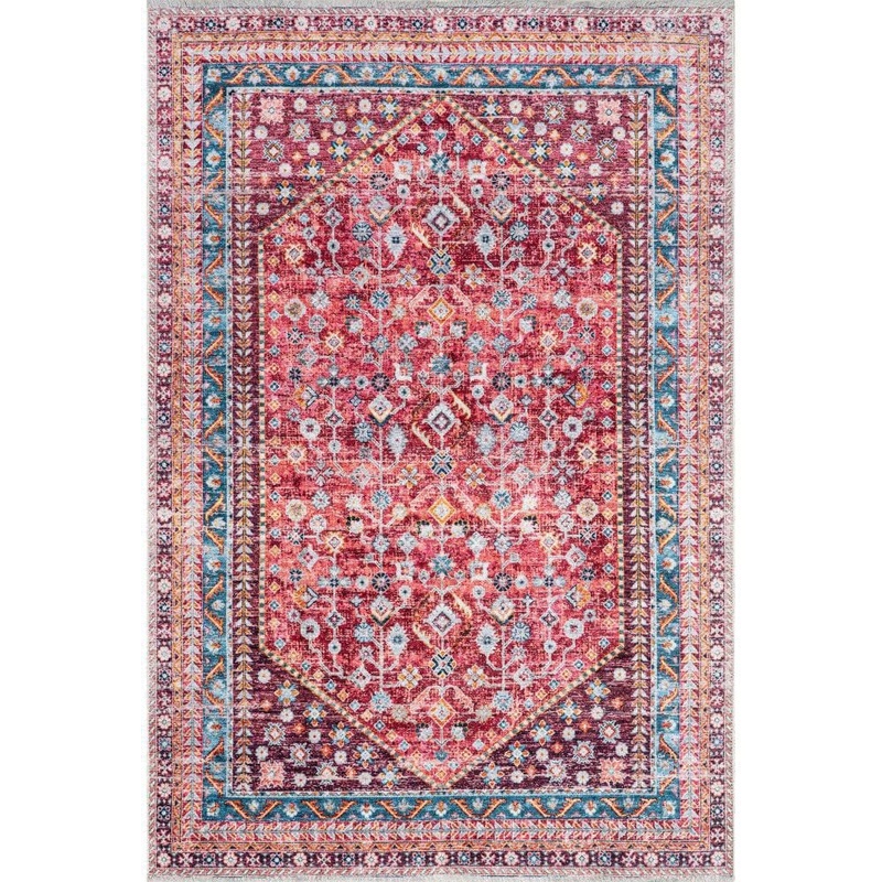 RUGS USA Sunsari Geometric Machine Washable Pink 8 ft. x 10 ft. Indoor/Outdoor Patio Rug RZNB09B-8010