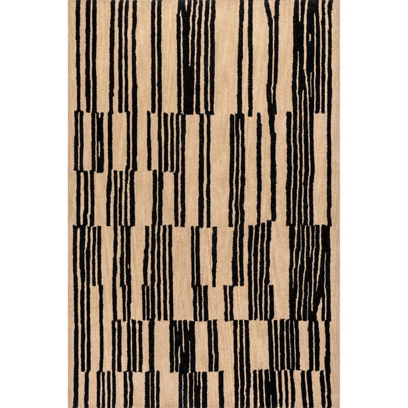 RUGS USA Tara Striped Wool Black 10 ft. x 14 ft. Indoor/Outdoor Patio Rug NEAL03A-10014