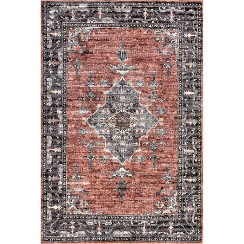 RUGS USA Wild Orchid Machine Washable Brick 4 ft. x 6 ft. Indoor/Outdoor Patio Rug KFZM03C-406