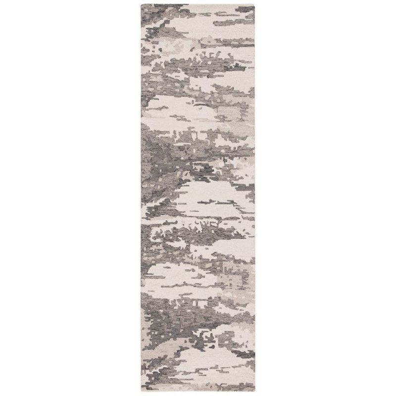 SAFAVIEH Abstract Charcoal/Ivory 2 ft. x 10 ft. Abstract Sky Runner Rug ABT465H-210