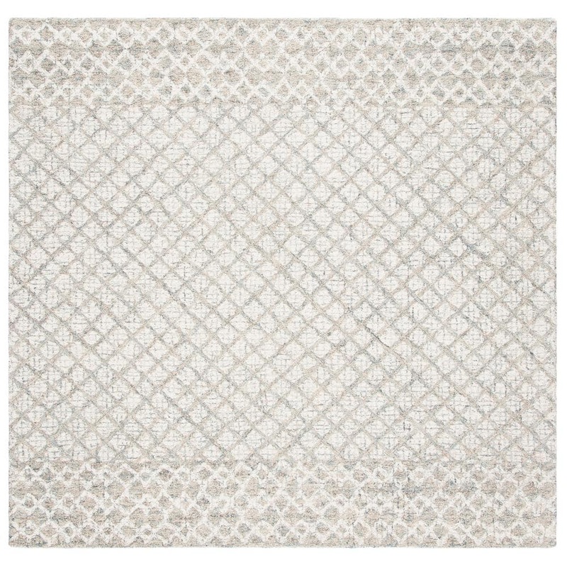 SAFAVIEH Abstract Ivory/Gray 6 ft. x 6 ft. Square Distressed Geometric Area Rug ABT203F-6SQ