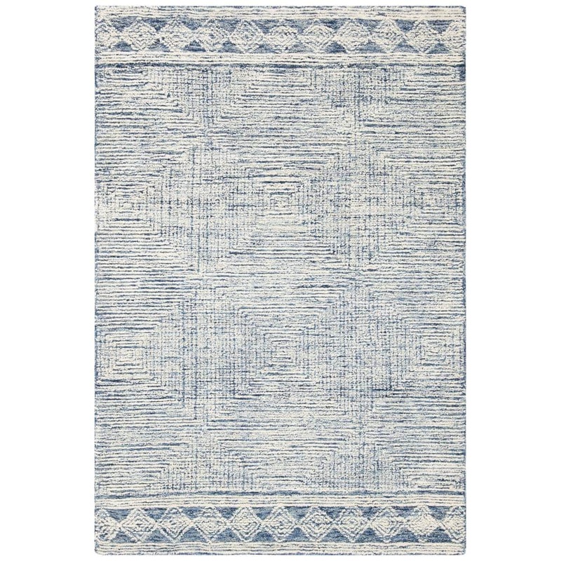 SAFAVIEH Abstract Ivory/Navy Doormat 3 ft. x 5 ft. Geometric Striped Area Rug ABT349N-3
