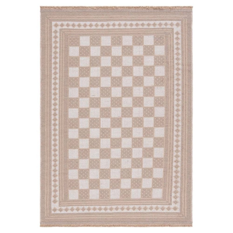 SAFAVIEH Aspect Natural/Ivory 4 ft. x 6 ft. Border Checkered Area Rug APE458B-4