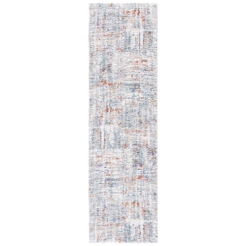 SAFAVIEH Berber Shag Blue Rust/Ivory 2 ft. x 10 ft. Abstract Runner Rug BER569A-210