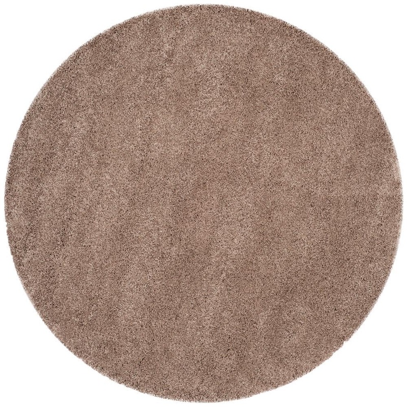 SAFAVIEH California Shag Taupe 4 ft. x 4 ft. Round Solid Area Rug SG151-2424-4R