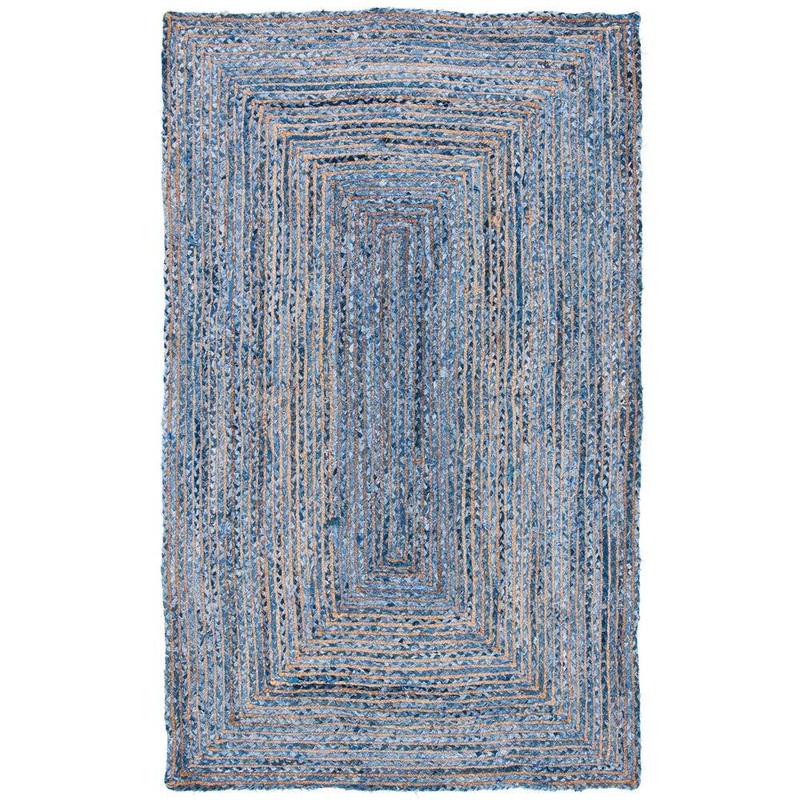 SAFAVIEH Cape Cod Blue/Natural 8 ft. x 10 ft. Striped Border Area Rug CAP202M-8