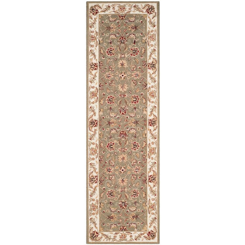 SAFAVIEH Chelsea Sage/Ivory 3 ft. x 8 ft. Floral Speckled Border Runner Rug HK78D-28