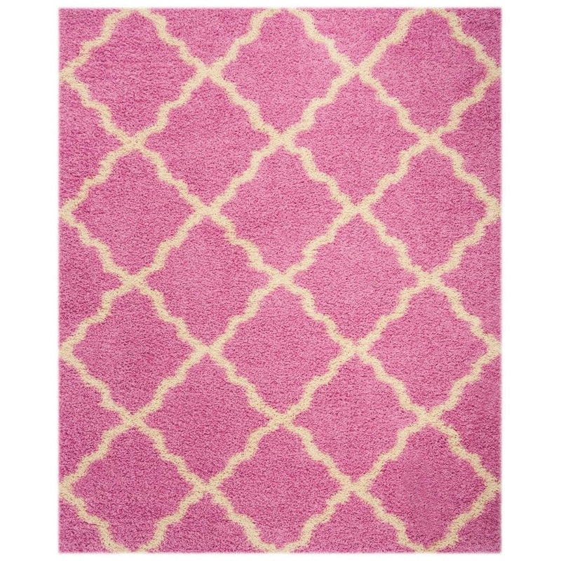 SAFAVIEH Dallas Shag Pink/Ivory 8 ft. x 10 ft. Geometric Area Rug SGD257I-8