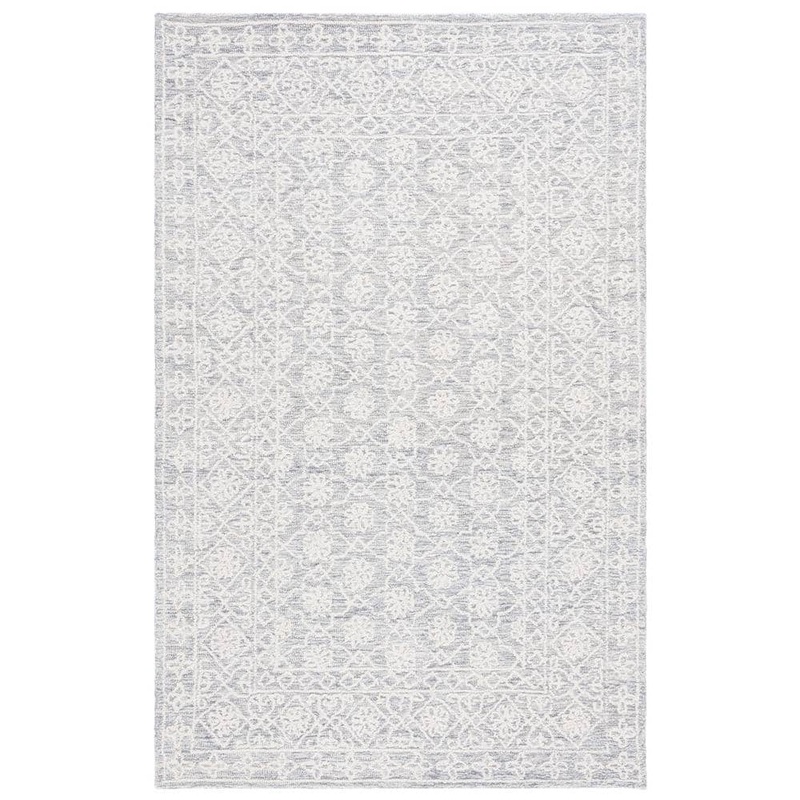 SAFAVIEH Ebony Gray/Ivory 4 ft. x 6 ft. Floral Area Rug EBN208F-4
