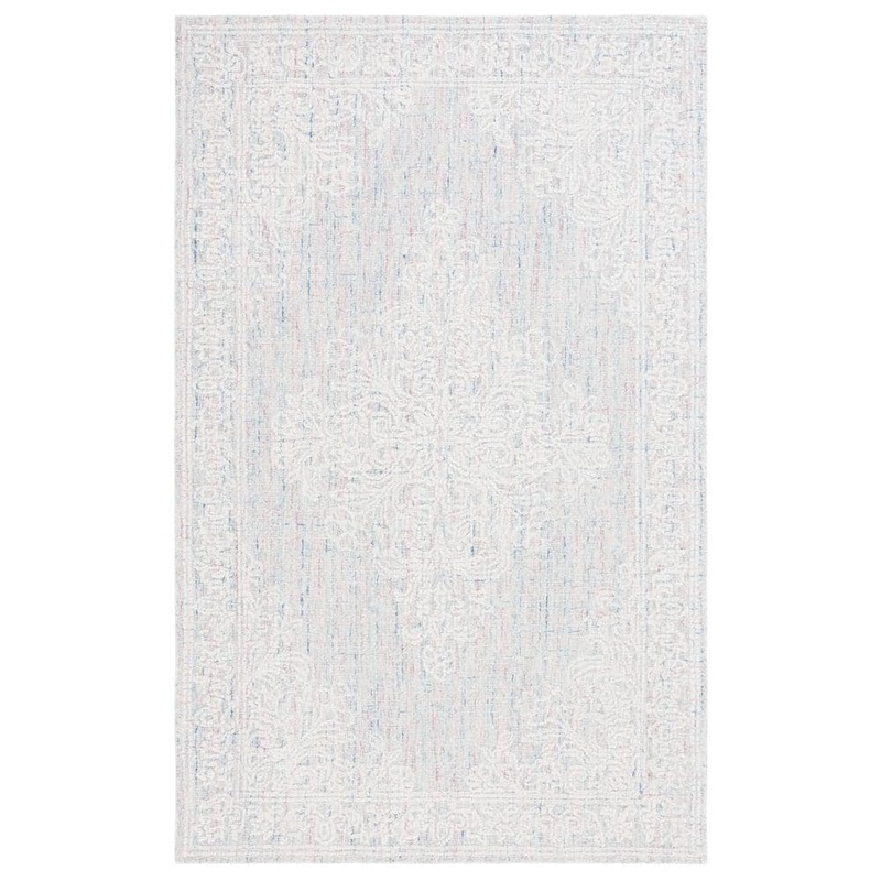 SAFAVIEH Ebony Light Gray/Ivory 8 ft. x 10 ft. Bordered Area Rug EBN113F-8