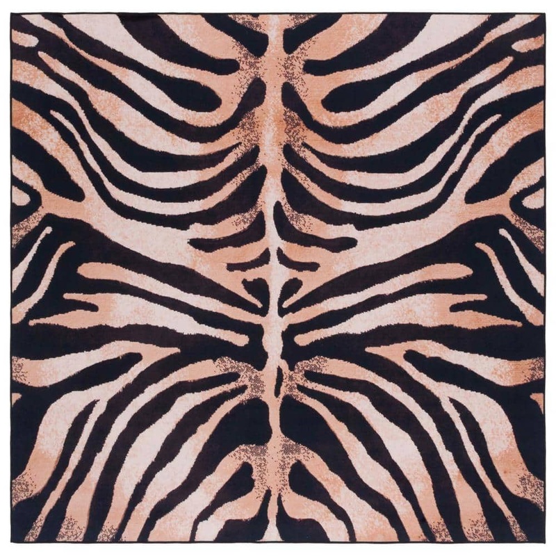 SAFAVIEH Faux Hide Light Orange/Black 6 ft. x 6 ft. Machine Washable Animal Print Square Area Rug FAH547P-6SQ