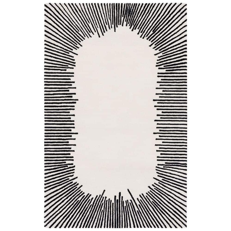 SAFAVIEH Fifth Avenue Ivory/Black 4 ft. x 6 ft. Border Geometric Area Rug FTV129A-4