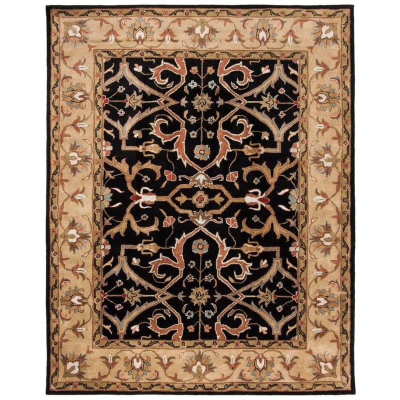 SAFAVIEH Heritage Charcoal/Beige 8 ft. x 10 ft. Border Area Rug HG644A-8