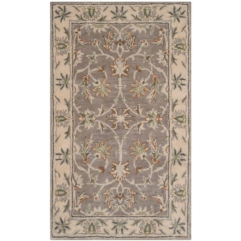 SAFAVIEH Heritage Grey/Beige Doormat 2 ft. x 3 ft. Border Area Rug HG863A-2