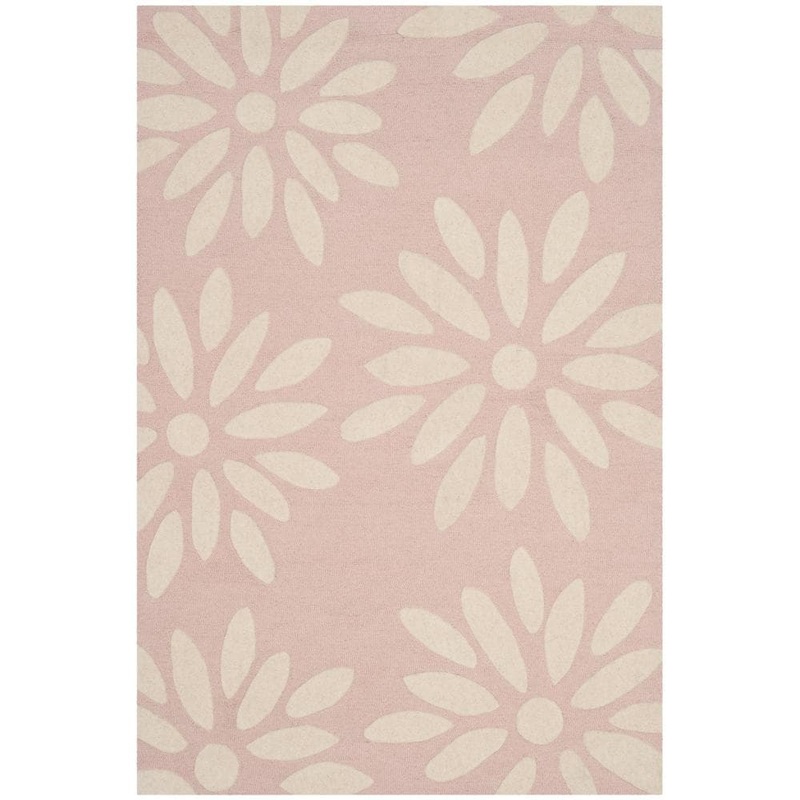 SAFAVIEH Kids Pink/Ivory Doormat 3 ft. x 5 ft. Floral Area Rug SFK914P-3