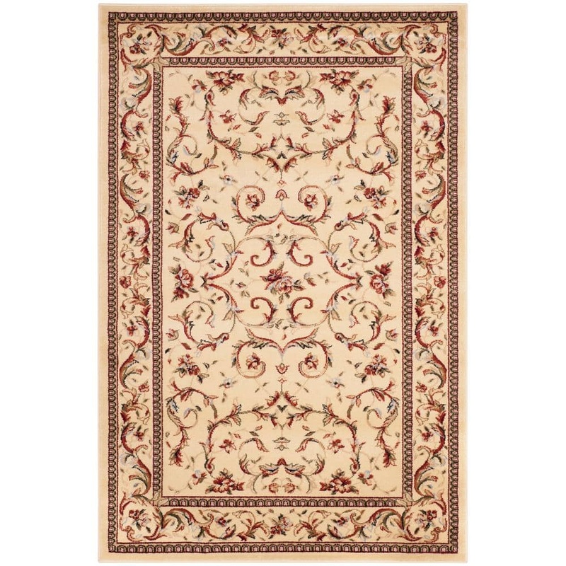 SAFAVIEH Lyndhurst Ivory 4 ft. x 6 ft. Floral Border Area Rug LNH322A-4