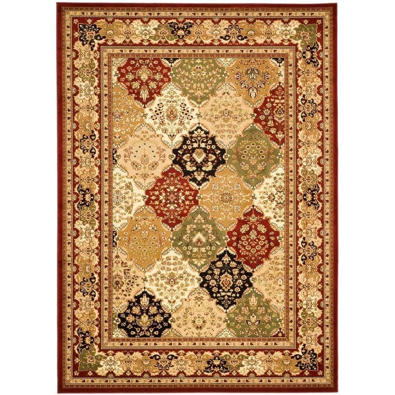 SAFAVIEH Lyndhurst Multi/Red 8 ft. x 11 ft. Geometric Diamond Border Area Rug LNH221B-8