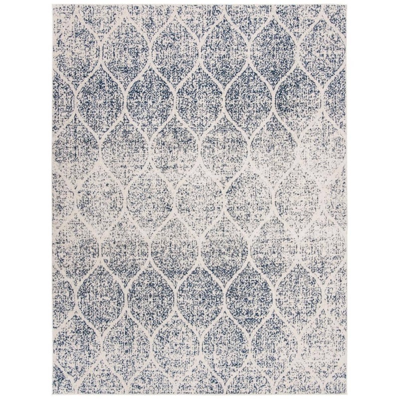 SAFAVIEH Madison Cream/Royal Blue 10 ft. x 14 ft. Medallion Geometric Area Rug MAD604A-10