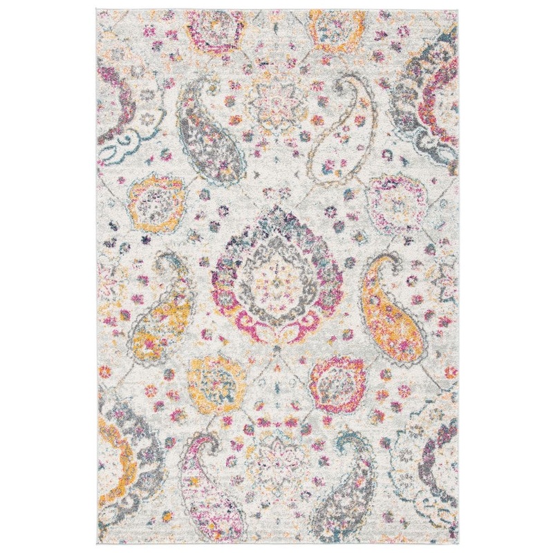 SAFAVIEH Madison Grey/Gold Doormat 3 ft. x 5 ft. Medallion Floral Area Rug MAD600F-3