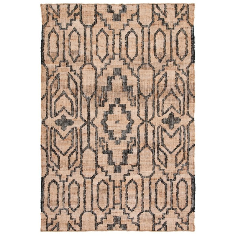 SAFAVIEH Natural Fiber Beige/Black 5 ft. x 8 ft. Modern Geometric Area Rug NFB750B-5