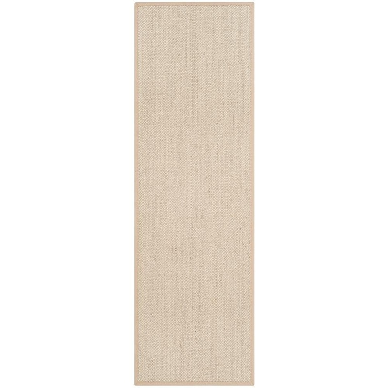 SAFAVIEH Natural Fiber Marble/Linen 3 ft. x 18 ft. Border Runner Rug NF143B-218