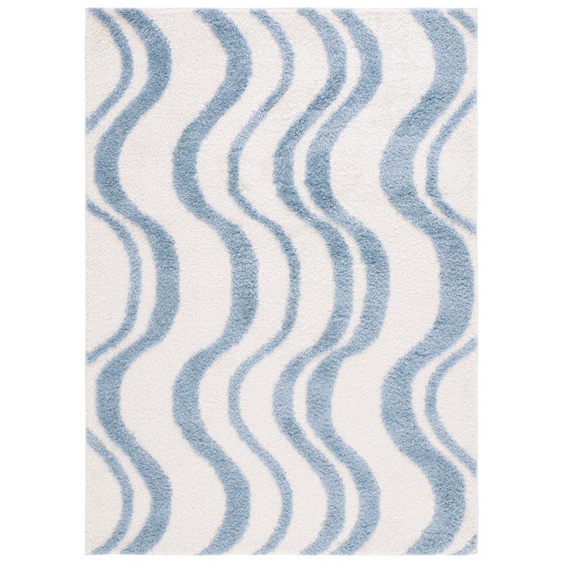 SAFAVIEH Norway Blue/Ivory 8 ft. x 10 ft. Abstract Striped Area Rug NOR210M-8