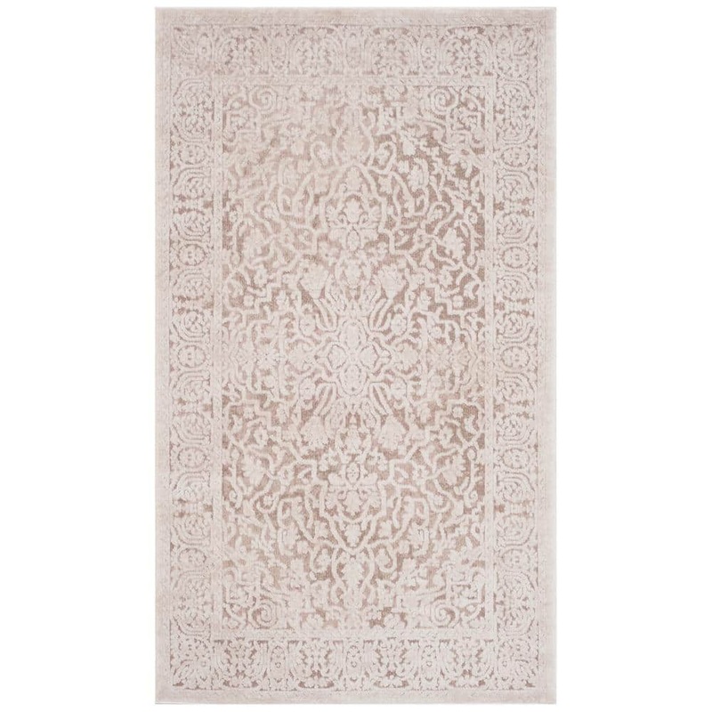 SAFAVIEH Reflection Beige/Cream Doormat 3 ft. x 5 ft. Distressed Floral Area Rug RFT670A-3