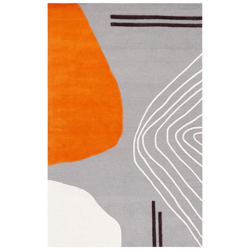 SAFAVIEH Rodeo Drive Gray/Rust Doormat 3 ft. x 5 ft. Abstract Area Rug RD860H-3