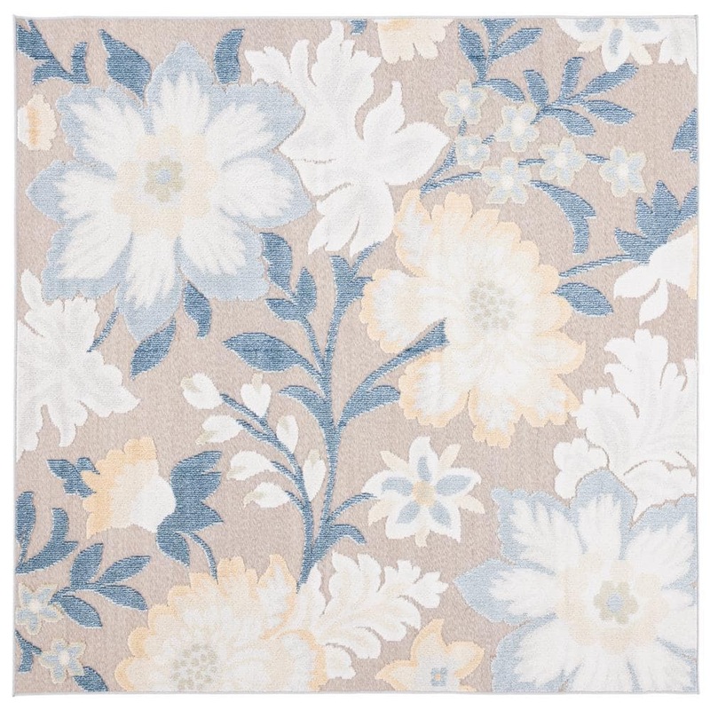 SAFAVIEH Sarasota Navy/Brown 7 ft. x 7 ft. Floral Square Area Rug SAR108J-7SQ