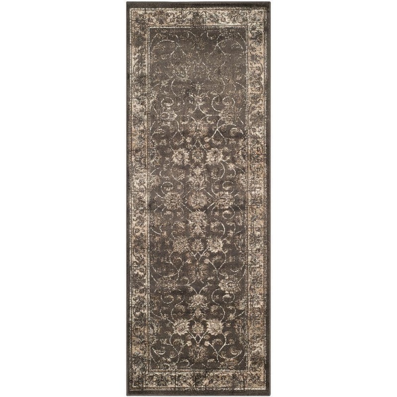 SAFAVIEH Vintage Soft Anthracite 2 ft. x 6 ft. Border Runner Rug VTG117-330-26