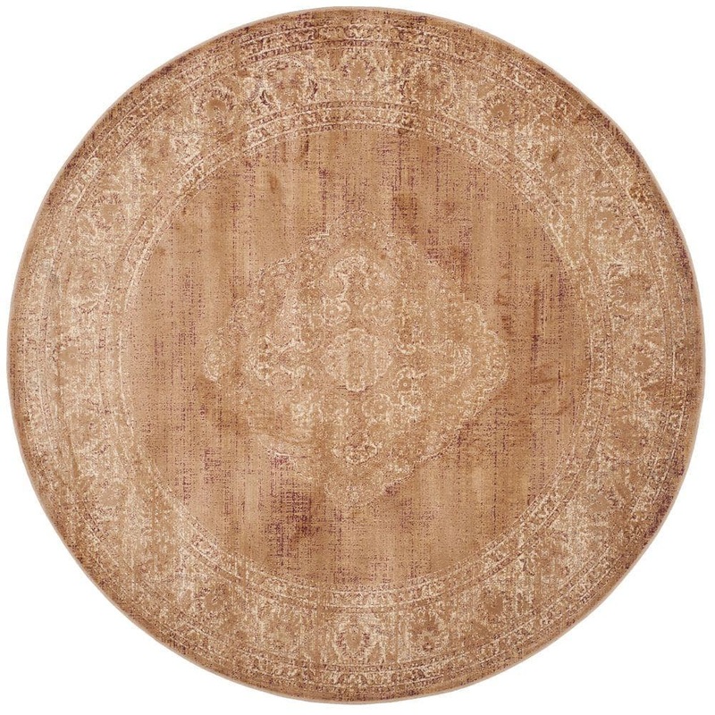 SAFAVIEH Vintage Taupe 6 ft. x 6 ft. Round Border Medallion Floral Area Rug VTG112-660-6R