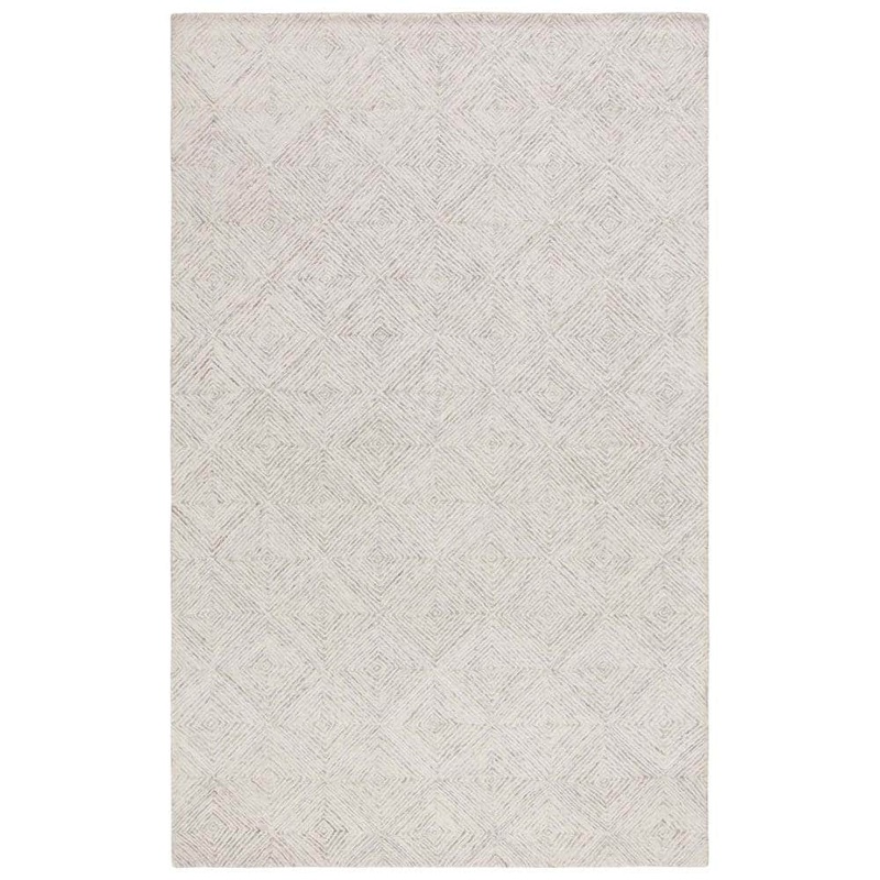 SAFAVIEH Abstract Gray/Ivory Doormat 3 ft. x 5 ft. Diamond Chevron Area Rug ABT427F-3