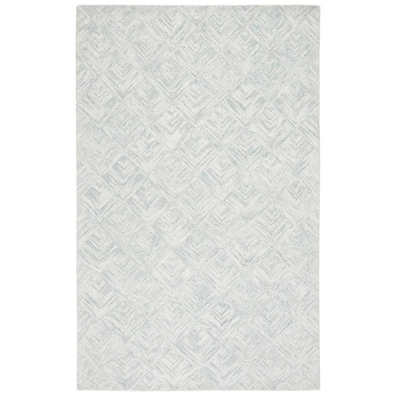 SAFAVIEH Abstract Gray/Turquoise Doormat 3 ft. x 5 ft. Marle Diamond Chevron Area Rug ABT428F-3