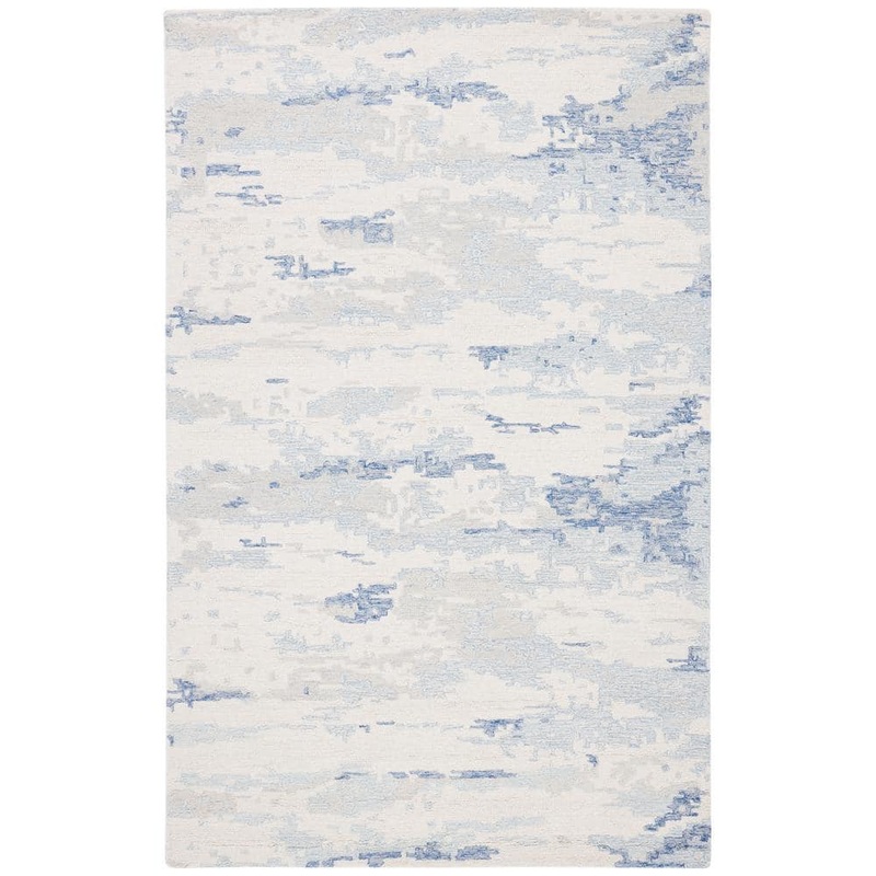 SAFAVIEH Abstract Ivory/Blue Doormat 2 ft. x 3 ft. Abstract Sky Area Rug ABT465A-2