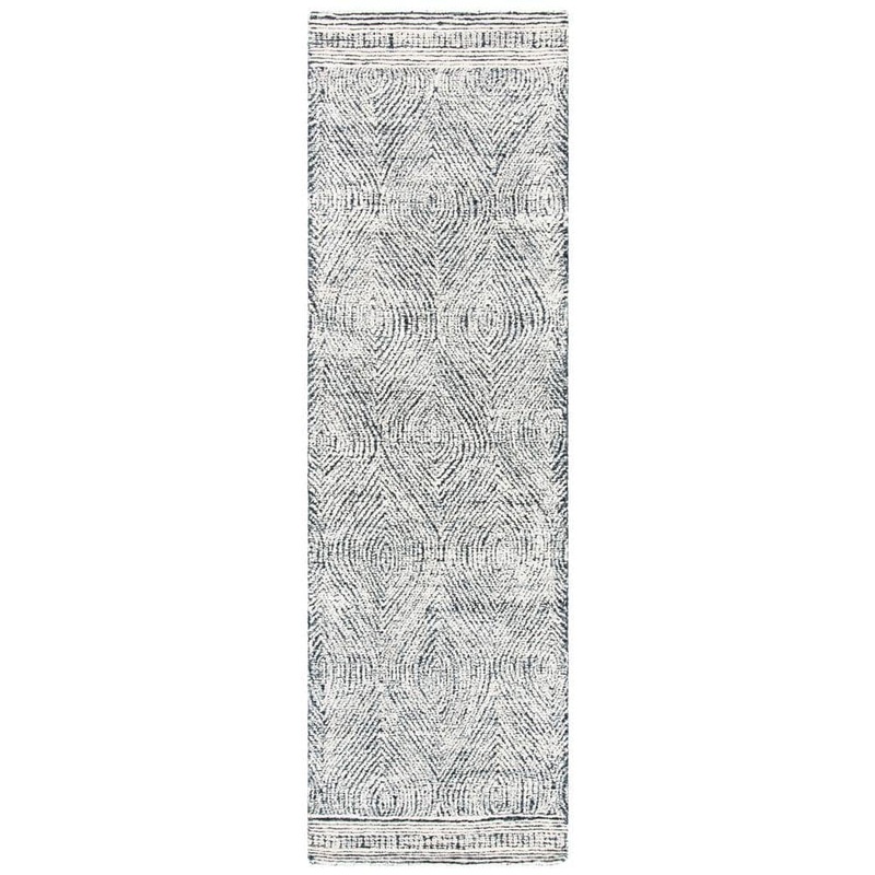 SAFAVIEH Abstract Ivory/Charcoal 2 ft. x 22 ft. Geometric Runner Rug ABT340H-222