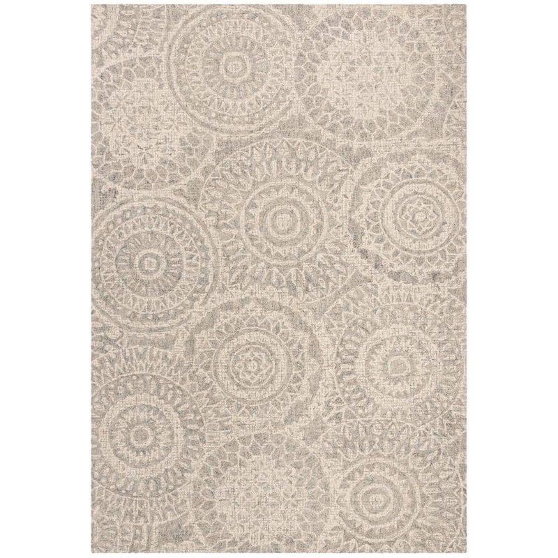 SAFAVIEH Abstract Ivory/Gray 8 ft. x 10 ft. Geometric Medallion Area Rug ABT205B-8
