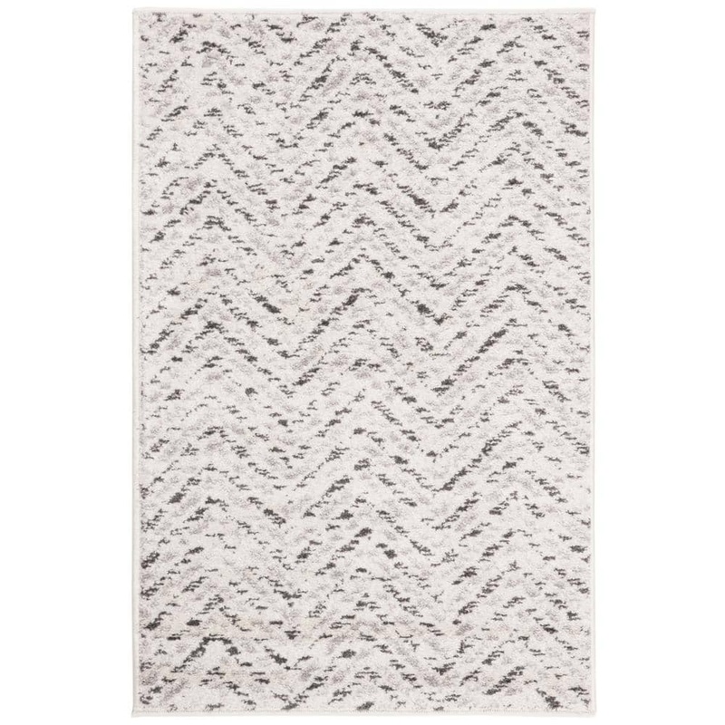 SAFAVIEH Adirondack Ivory/Charcoal Doormat 3 ft. x 4 ft. Chevron Area Rug ADR104N-24