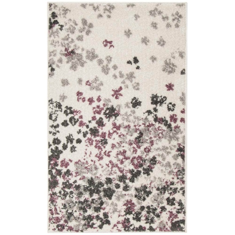 SAFAVIEH Adirondack Ivory/Purple Doormat 3 ft. x 4 ft. Floral Speckled Area Rug ADR115L-24