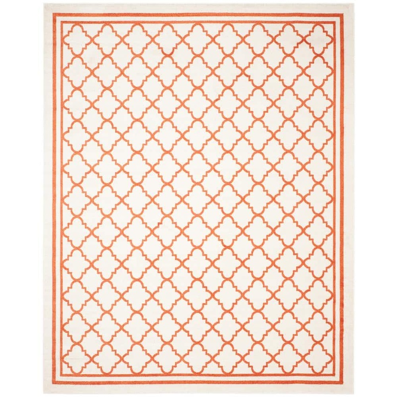 SAFAVIEH Amherst Beige/Orange 8 ft. x 10 ft. Border Multi-Trellis Area Rug AMT422F-8