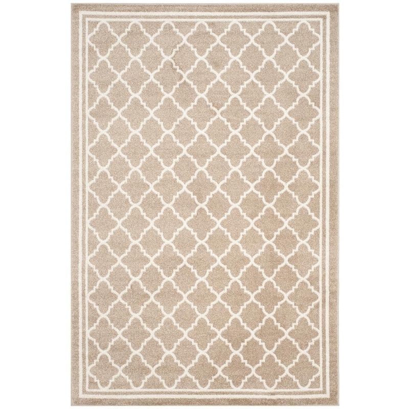 SAFAVIEH Amherst Wheat/Beige 4 ft. x 6 ft. Border Multi-Trellis Area Rug AMT422S-4