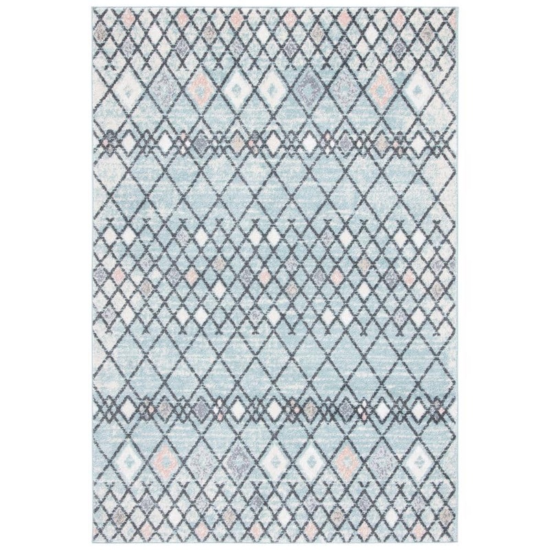 SAFAVIEH Amsterdam Light Blue/Ivory 5 ft. x 8 ft. Geometric;Trellis Area Rug AMS115L-5