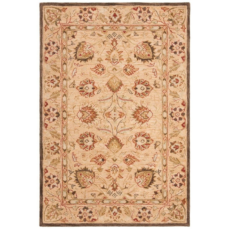 SAFAVIEH Anatolia Beige 6 ft. x 9 ft. Border Floral Area Rug AN512A-6