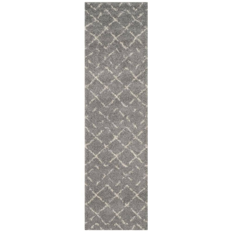SAFAVIEH Arizona Gray/Ivory 2 ft. x 6 ft. Geometric Runner Rug ASG743D-26
