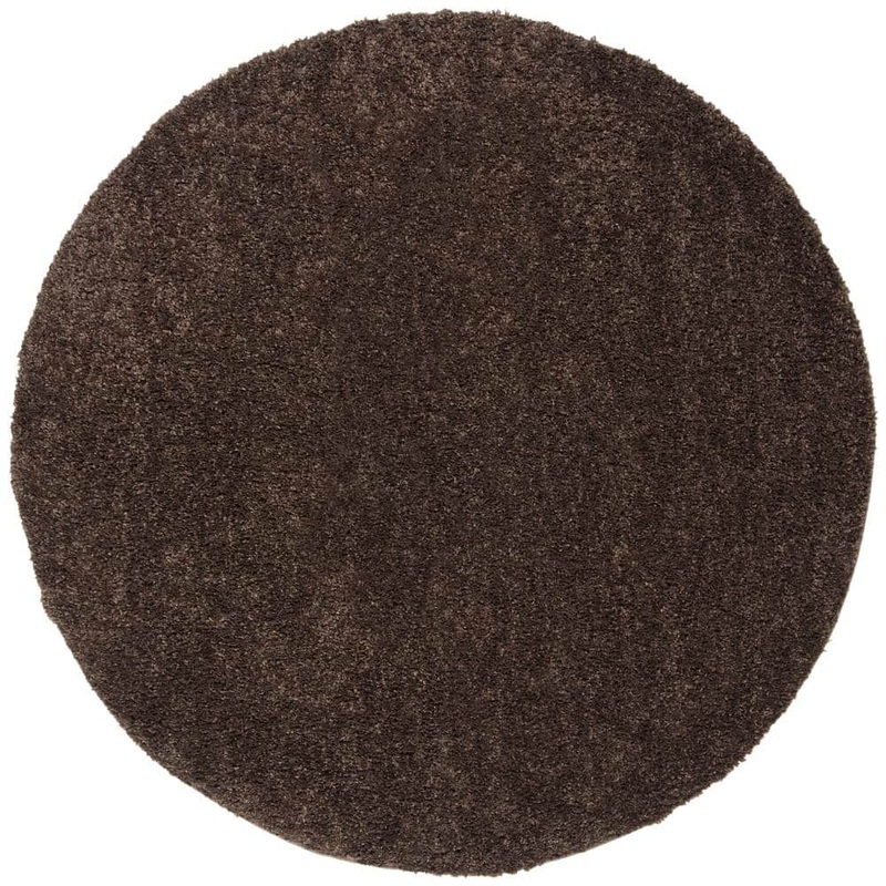SAFAVIEH August Shag Brown Doormat 3 ft. x 3 ft. Round Solid Area Rug AUG900T-3R