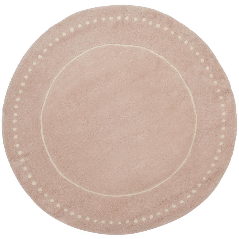 SAFAVIEH Bella Light Pink/Ivory 7 ft. x 7 ft. Dotted Border Round Area Rug BEL151M-7R