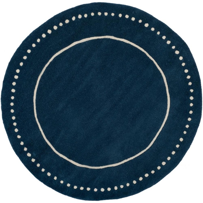 SAFAVIEH Bella Navy Blue/Ivory 5 ft. x 5 ft. Round Border Area Rug BEL151G-5R