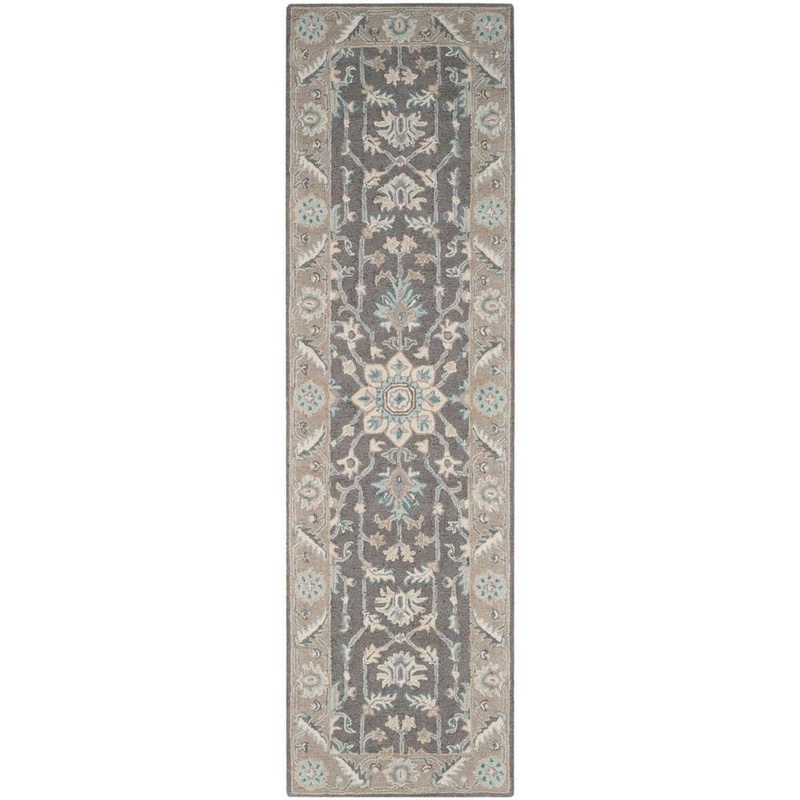 SAFAVIEH Blossom Dark Gray/Light Brown 2 ft. x 6 ft. Border Runner Rug BLM217A-26