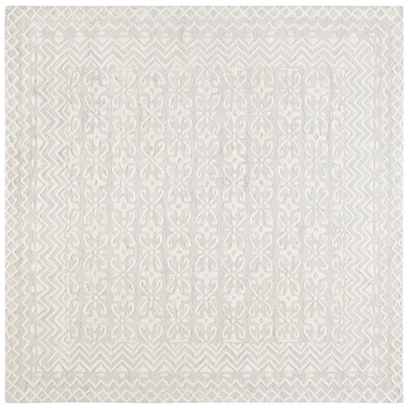 SAFAVIEH Blossom Gray/Ivory 6 ft. x 6 ft. Square Geometric Area Rug BLM114F-6SQ
