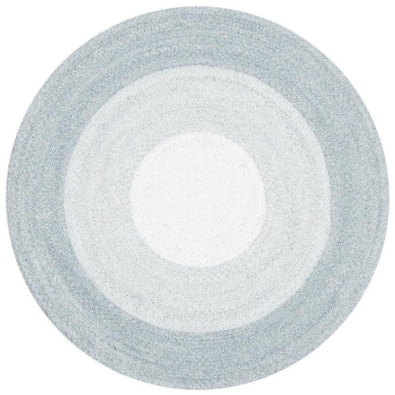 SAFAVIEH Braided Gray/Ivory 9 ft. x 9 ft. Round Solid Area Rug BRD802A-9R